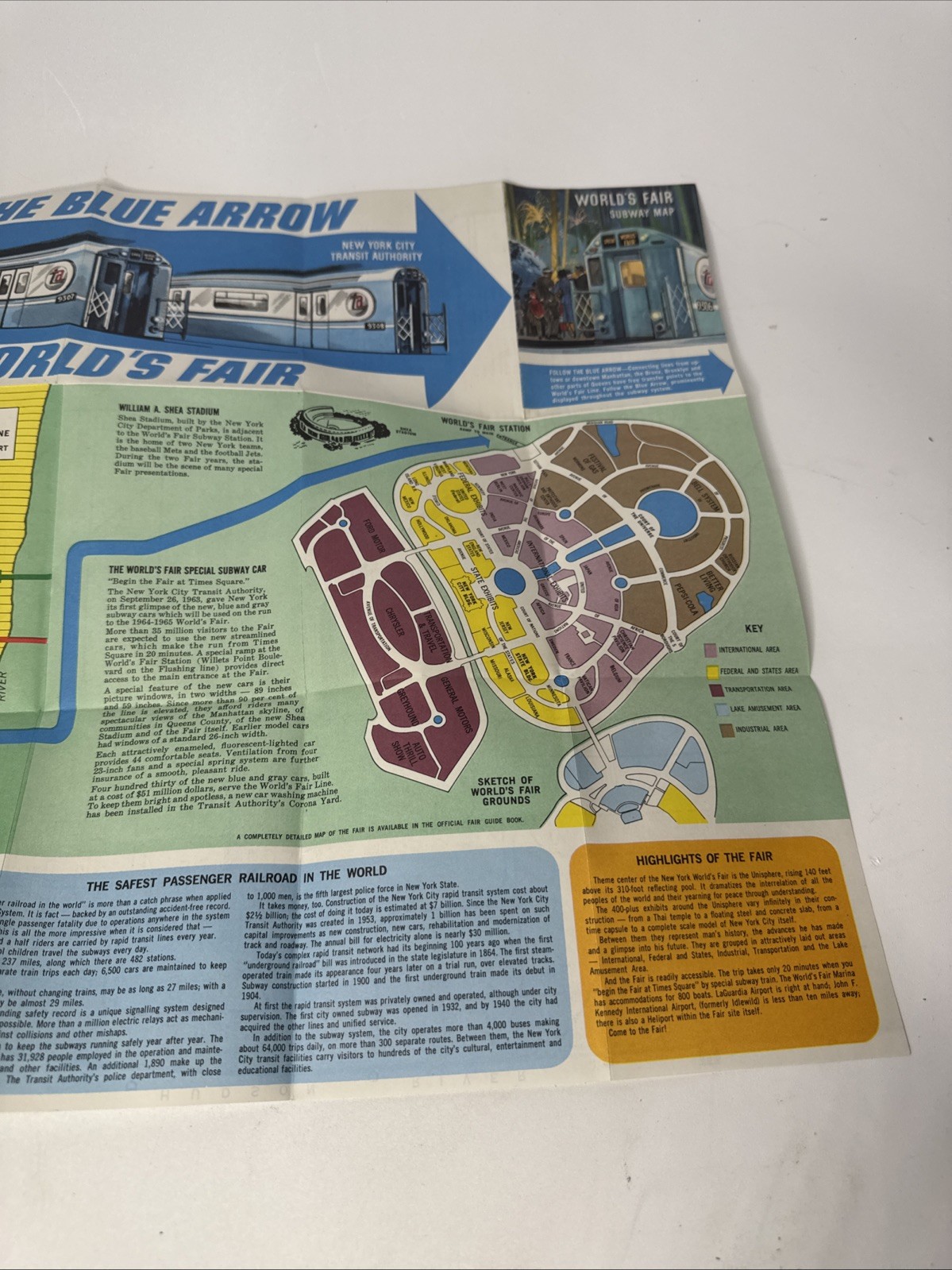 1964 NY Worlds Fair Subway Map New York City Transit Authority Vintage Original