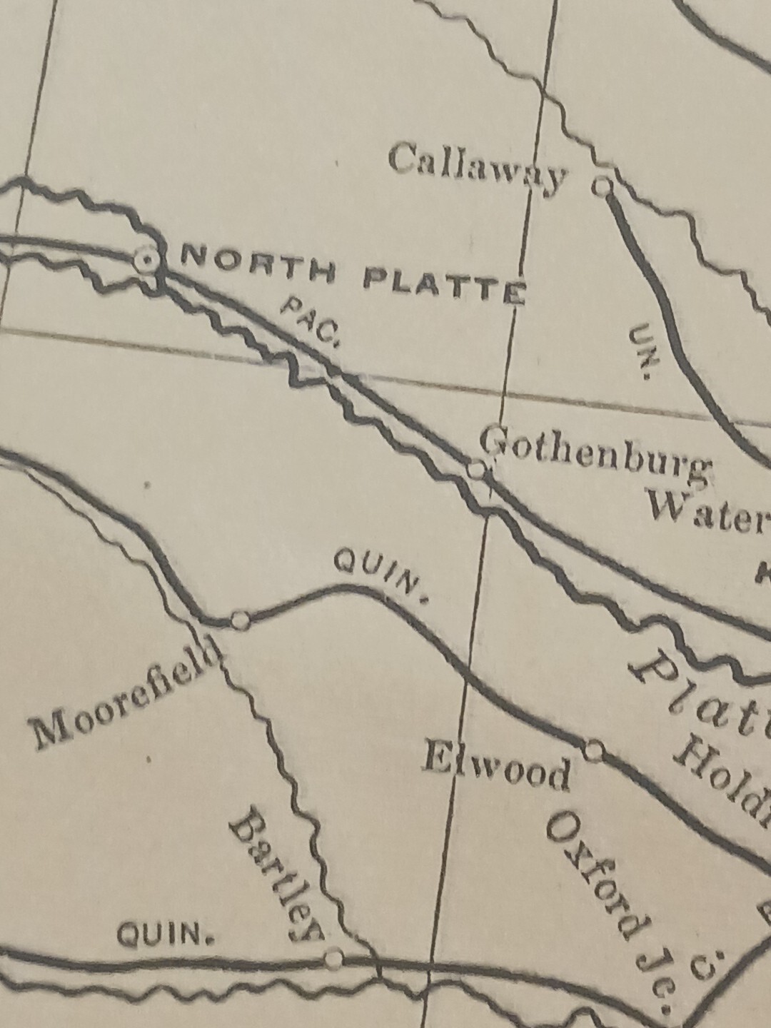 1904 dated Railroad Map NEBRASKA KANSAS All Lines Train Routes 11″x9″