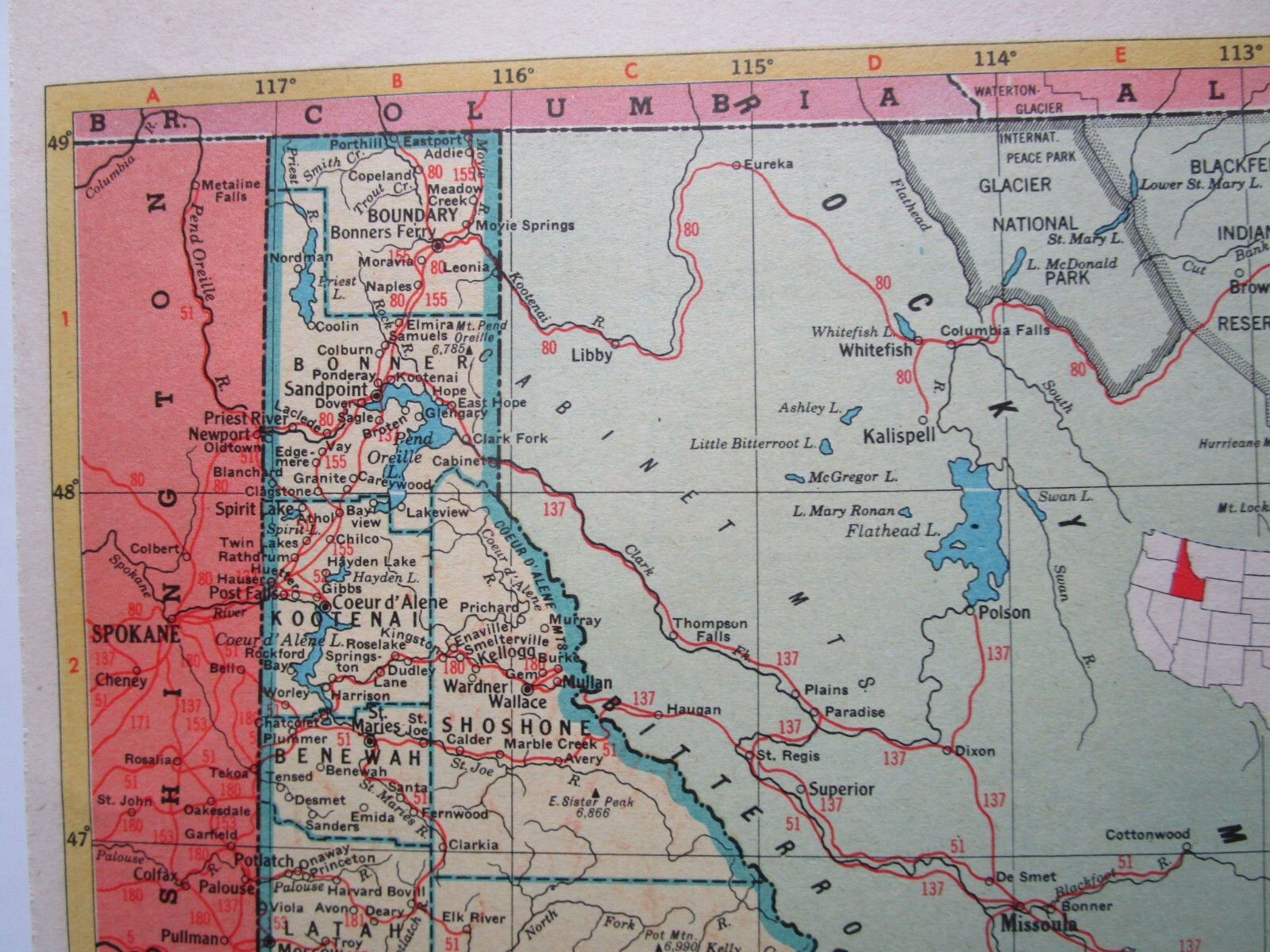 IL ID 1952 ILLINOIS RAILROAD Map. La SALLE & BUREAU CO RR, ERIE, WABASH or IDAHO