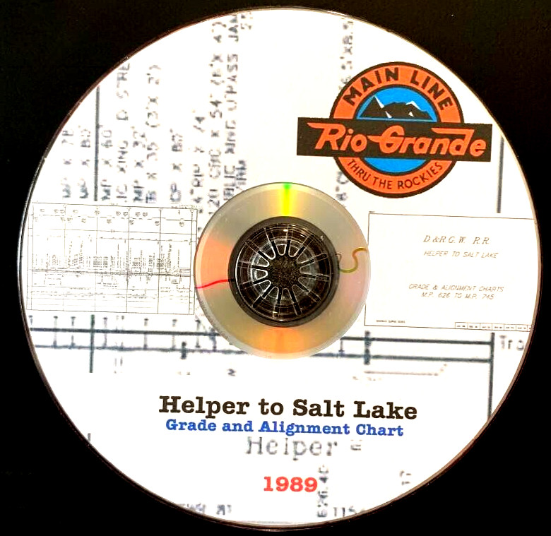 Denver & Rio Grande Western 1989 Helper to Salt Lake Track Chart PDFPages on DVD