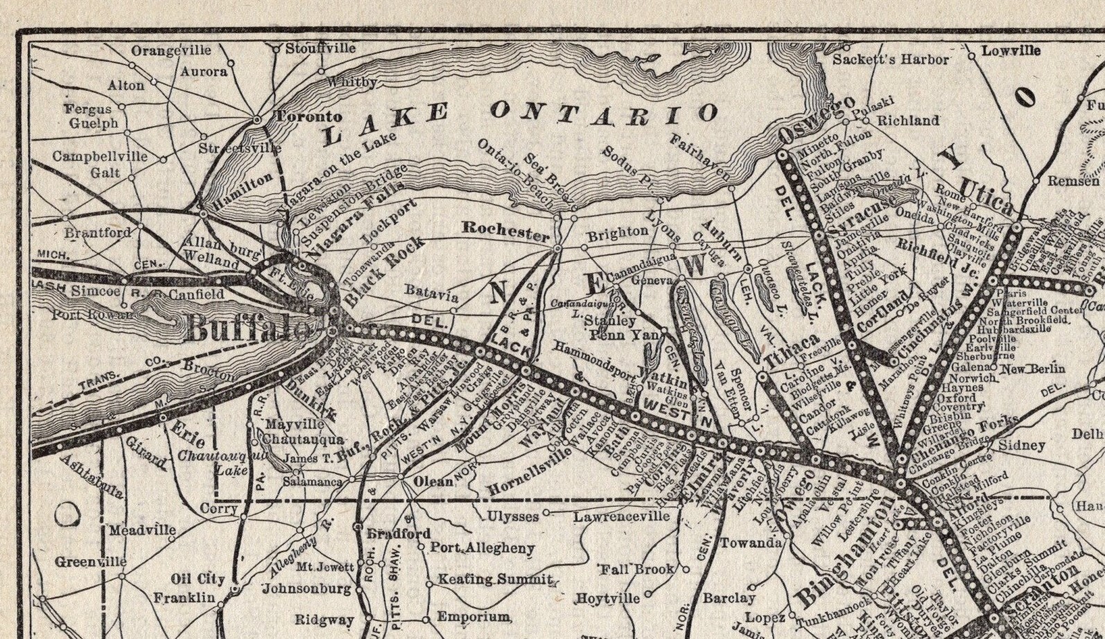 1910 Delaware Lackawanna & Western Railroad Map Vintage Railway Map 2085