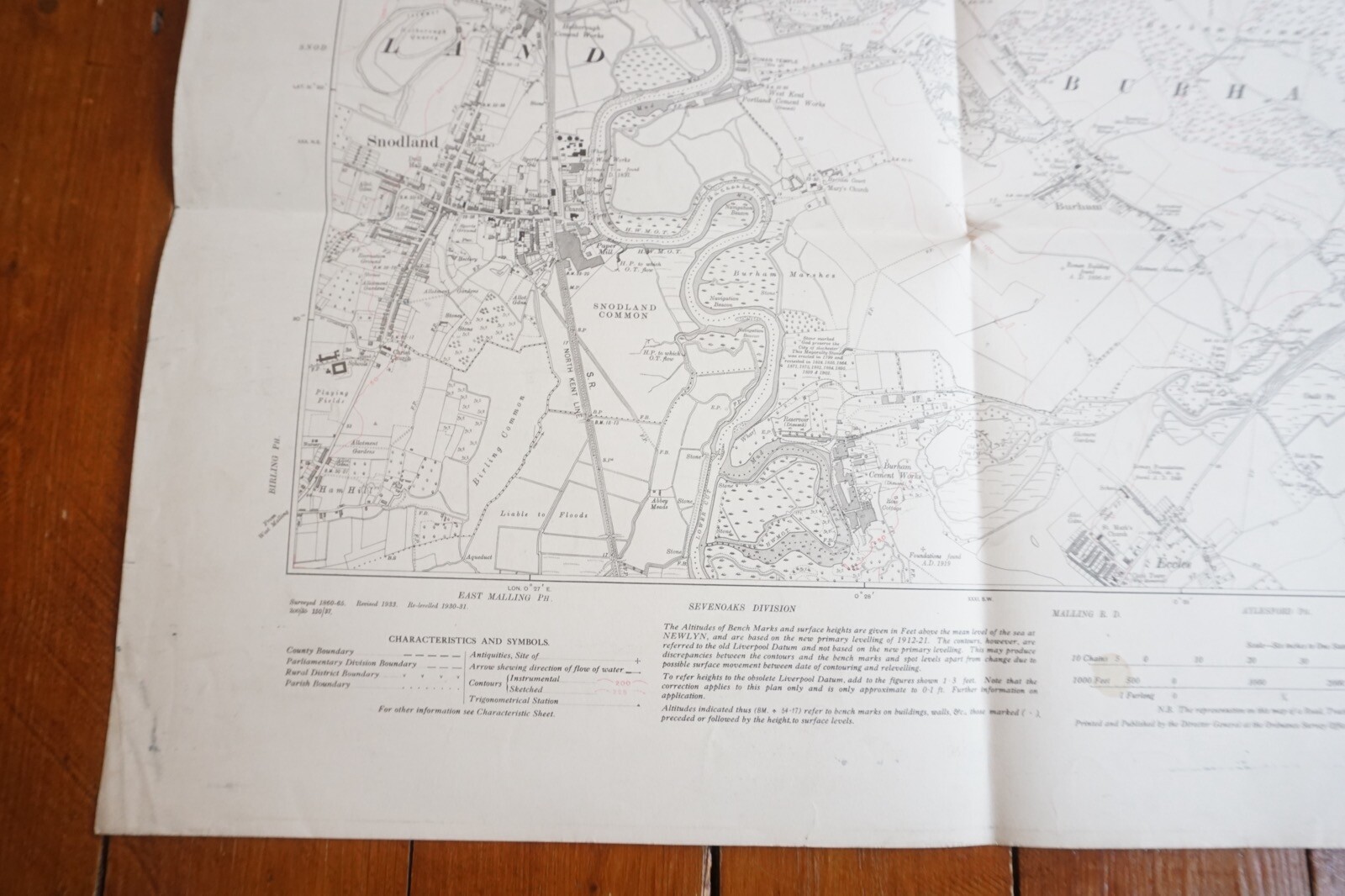 1933 Burnham Snodland Kent Southern Railway OS Map