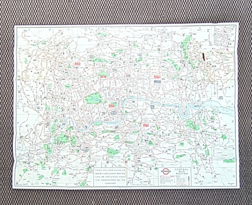 1938 London BUS MAP CENTRAL AREA NUMBER 1 – London Transport – Ships From US