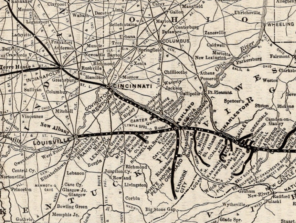 1903 Antique Chesapeake and Ohio Railway Map Vintage C & O Railroad Map 3096