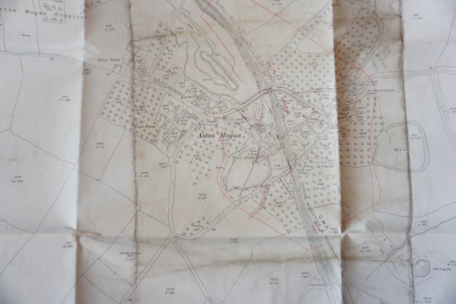 1922 GWR Aston Magna Oxford Worcester OS Railway Map