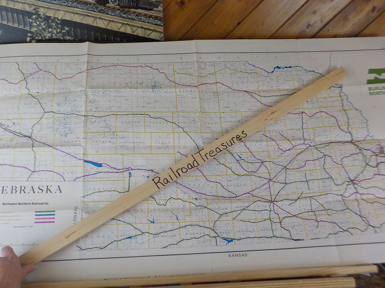 Map Burlington Northern Nebraska State Railroad Map 1983 August