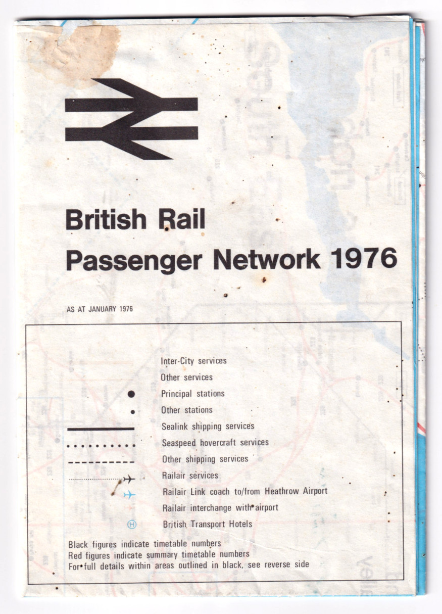 BRITISH RAIL PASSENGER NETWORK MAP 1976