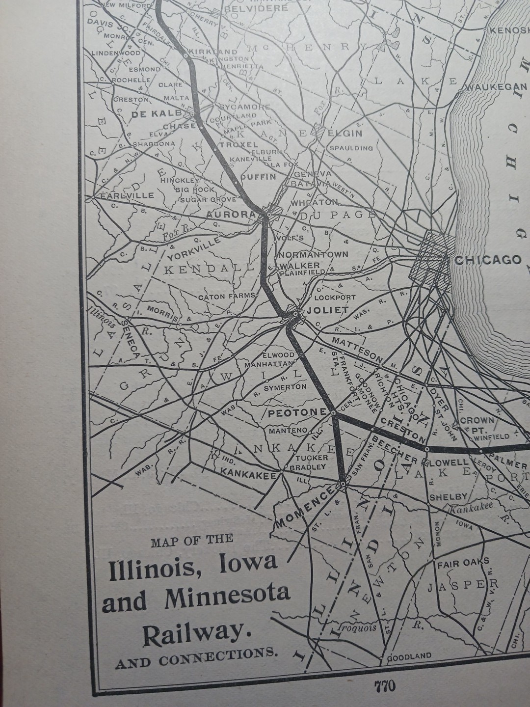 ~1904 Train Route Map ILLINOIS IOWA & MINNESOTA RAILWAY all railroad lines