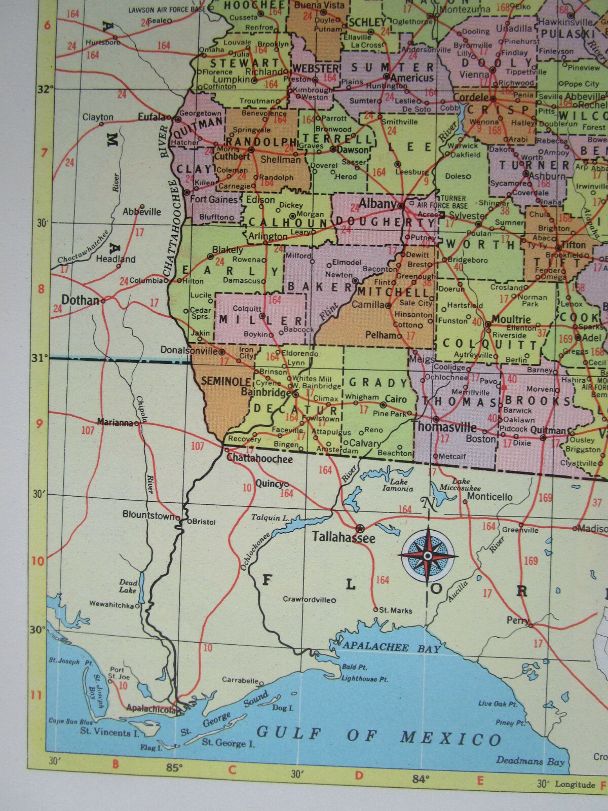 FL GA Vtg 1959 FLORIDA RAILROAD Map. MARIANNA & BLOUNTSTOWN RR ~or~ GEORGIA