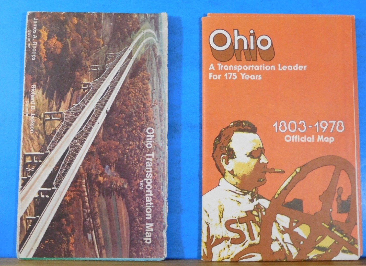 Map Ohio Transportation Map Lot of (2) 1975 1978