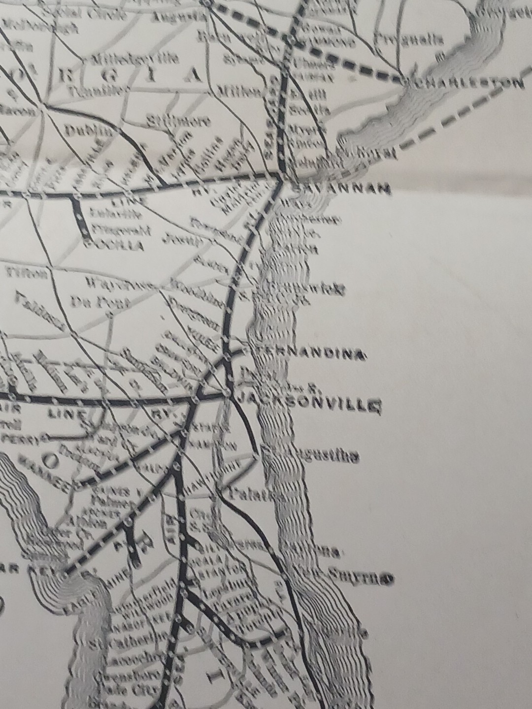 1905 Train Route Map SEABOARD AIR LINE SYSTEM railroad Stations Depot 11″x9″