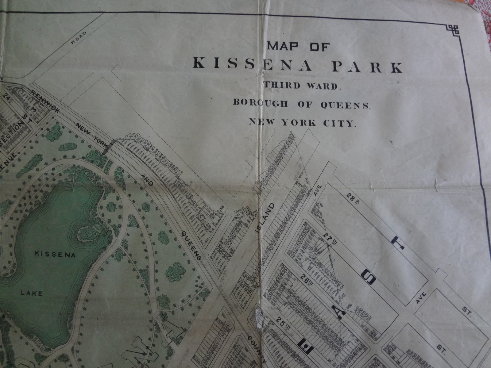Rare 28 X 32 1908 Kissena Park Flushing Queens LIRR NYC Original Map