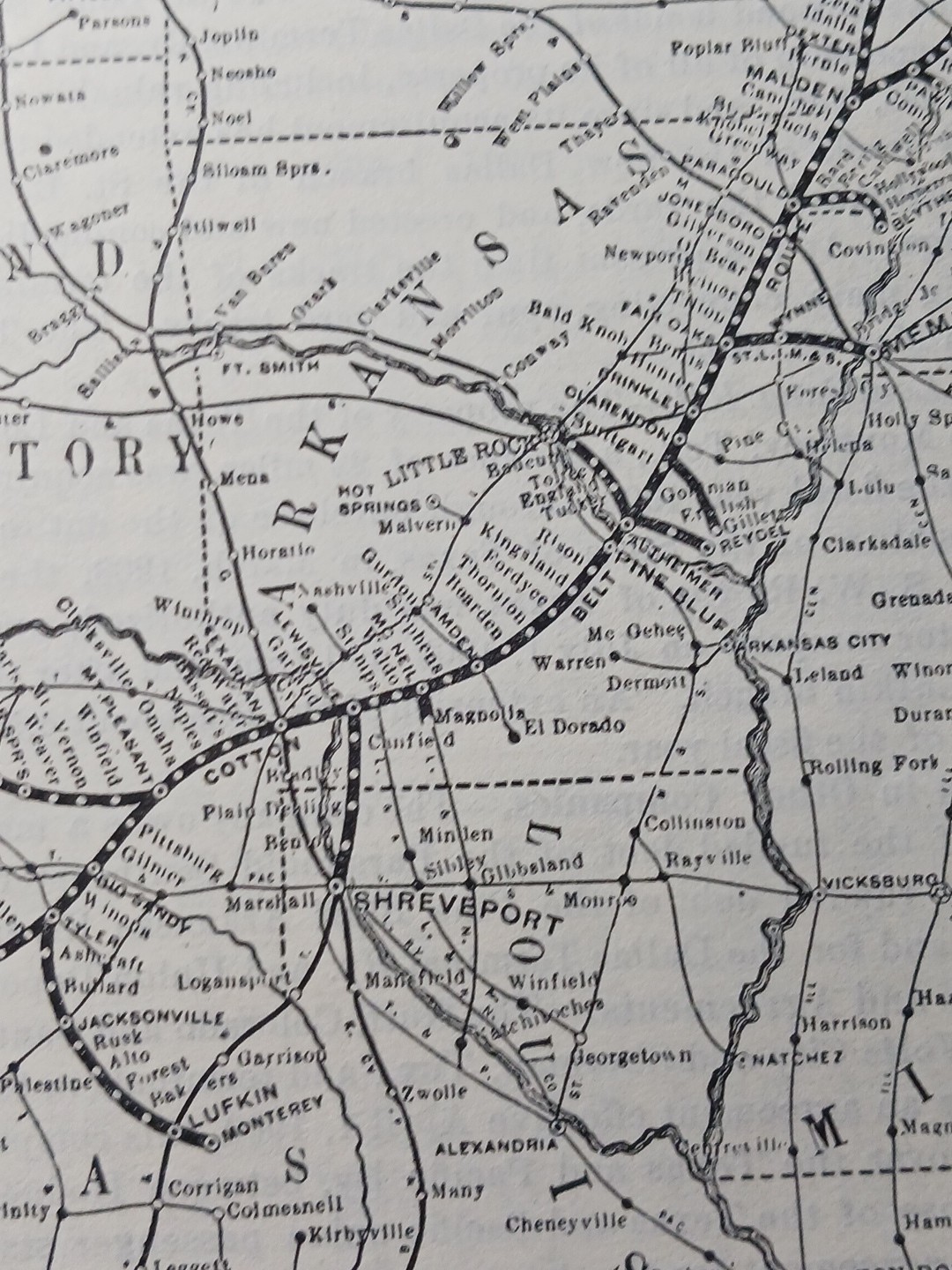 ~1904 ST LOUIS SOUTHWESTERN RAILWAY vintage Railroad Map + Report All Routes