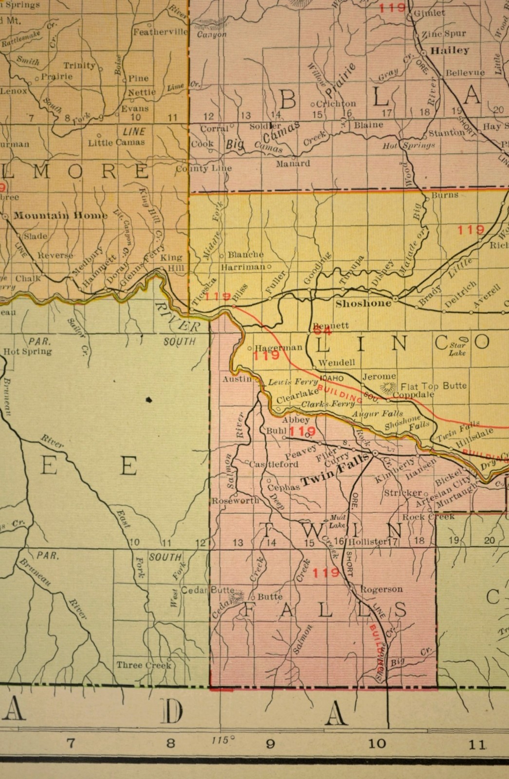 1911 Antique Map of Idaho Railroad Map ORIGINAL Atlas Map OSL RR DATED