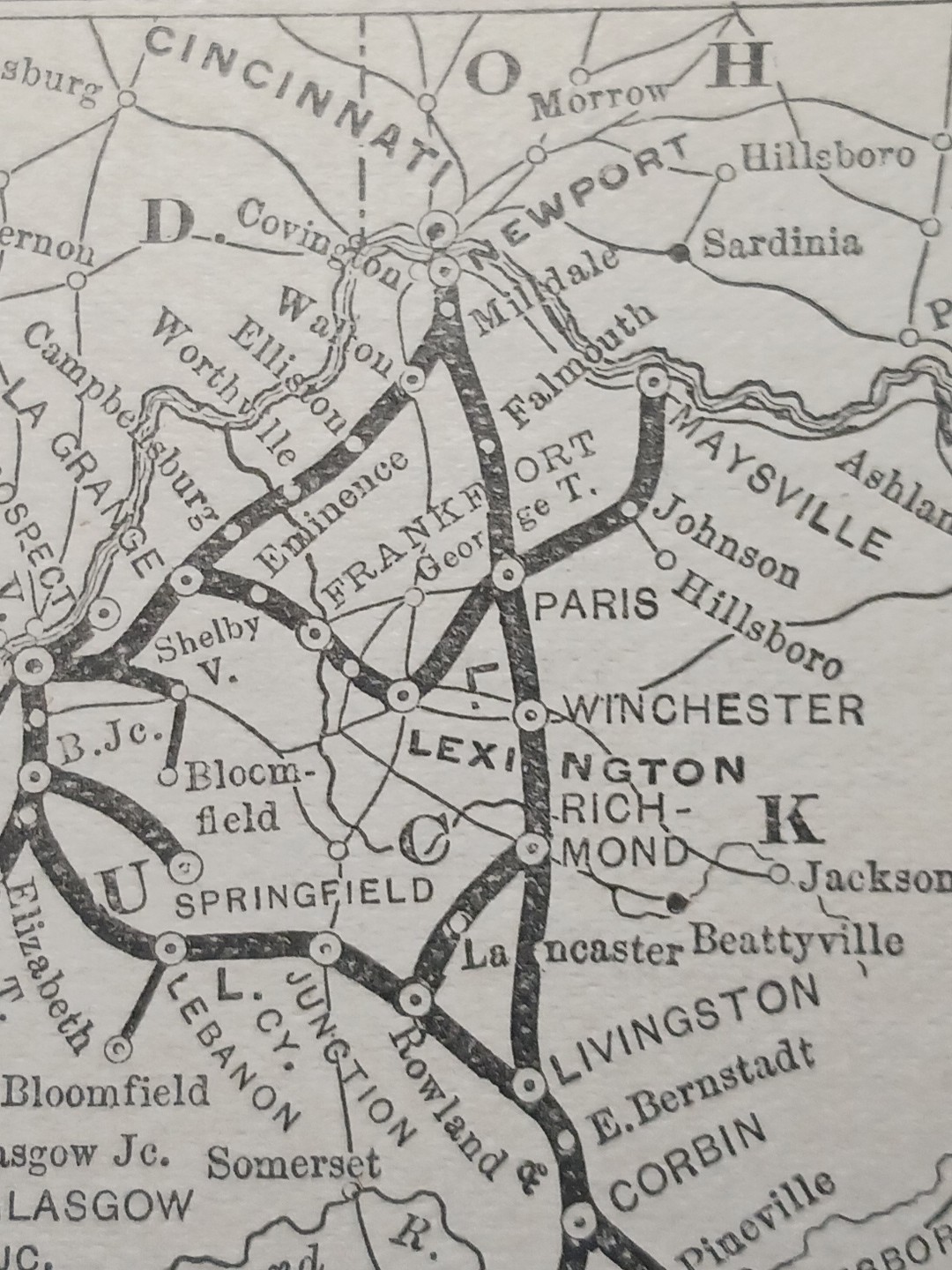 ~1895 Antique Route Map LOUISVILLE & NASHVILLE RAILROAD all Lines Stations Depot
