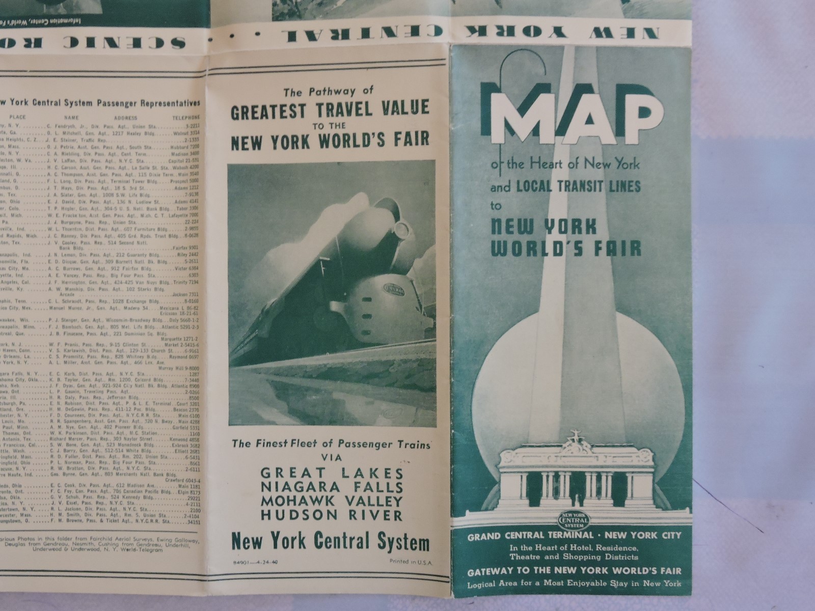 Rare 1940 1939 Worlds Fair 18×24 Subway MAP Railroad