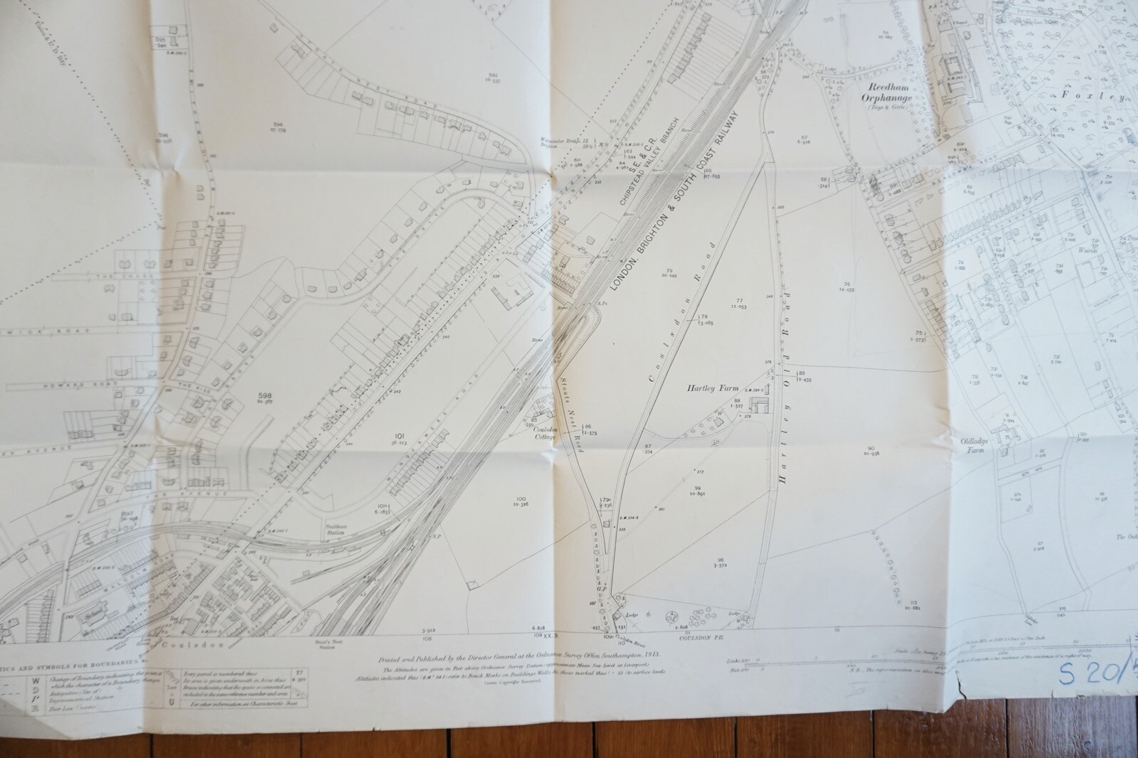 1913 SE&CR Chipstead Valley Branch LB&SCR Foxley Hill Railway OS Railway Map