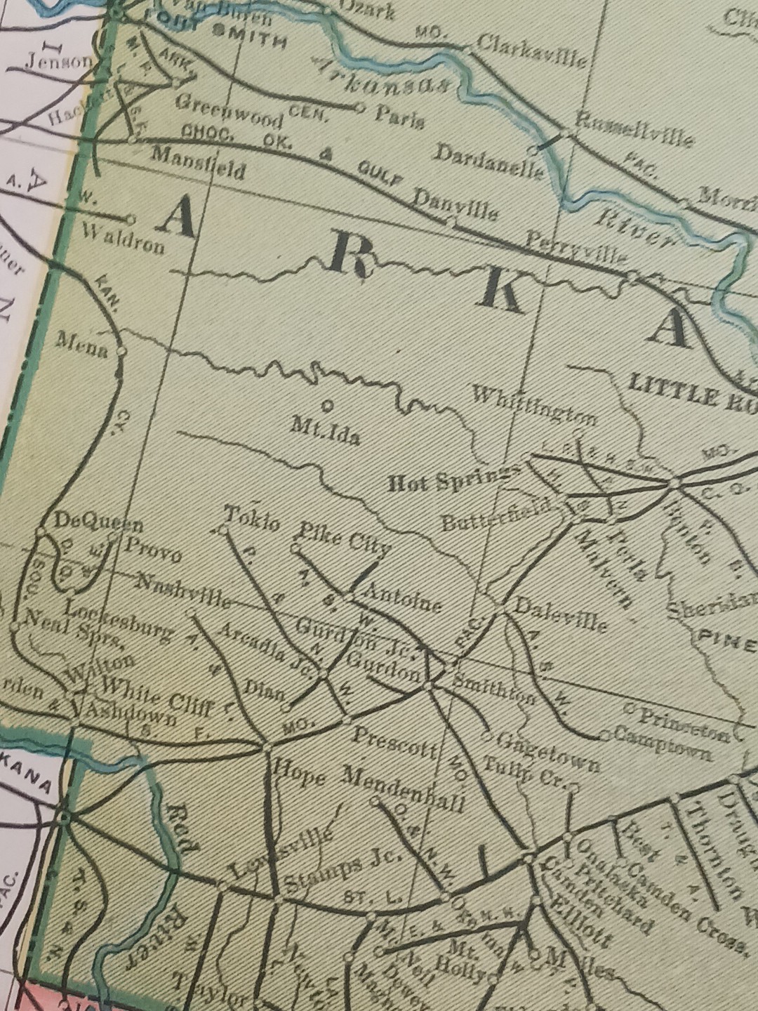 1905 Train Route Map Mississippi Arkansas Louisiana all Railroad Lines 11″x9″