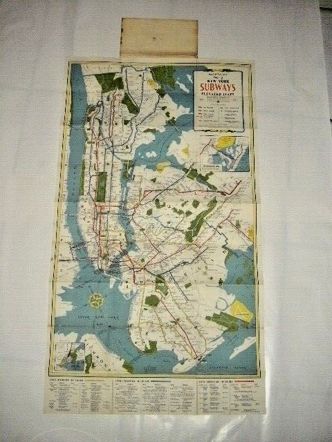 HAGSTROM’S MAP OF NEW YORK SUBWAYS ELEVATED LINES 1958 SOFT COVER FOLDED $.50