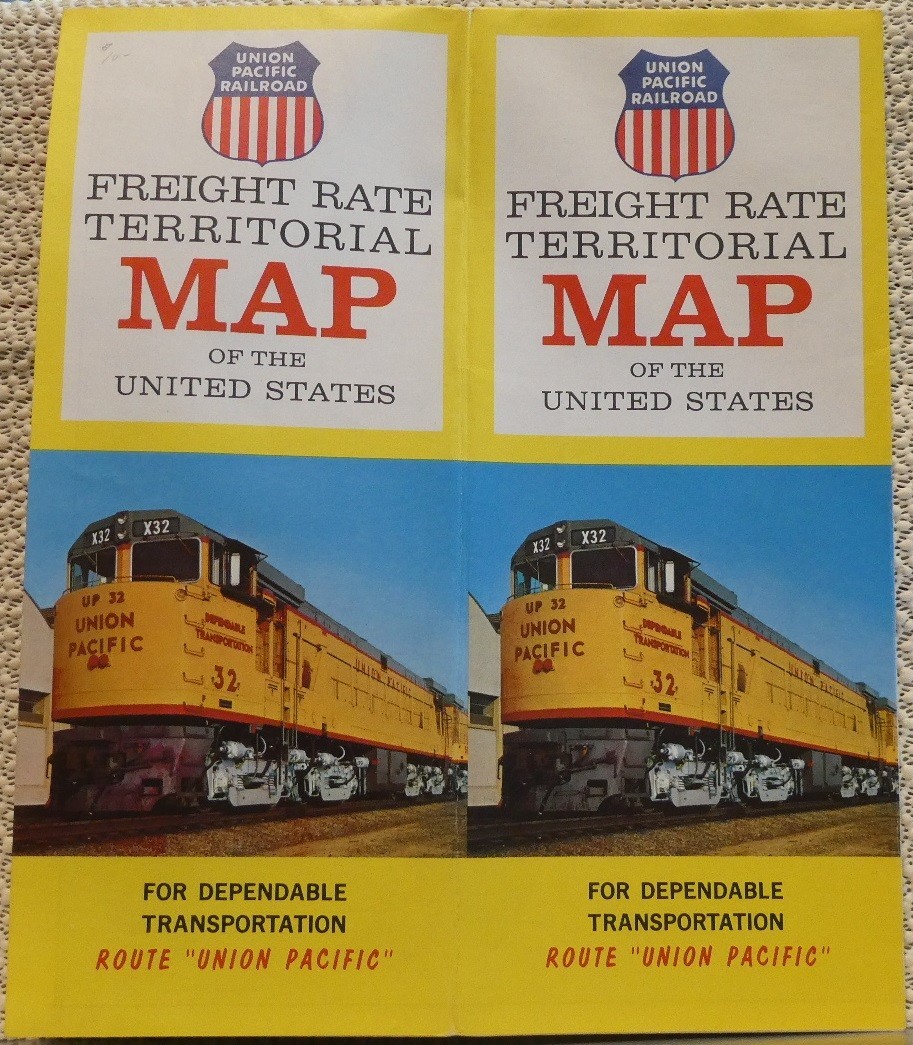 Railroad Map Union Pacific Freight Weight Territorial 1965