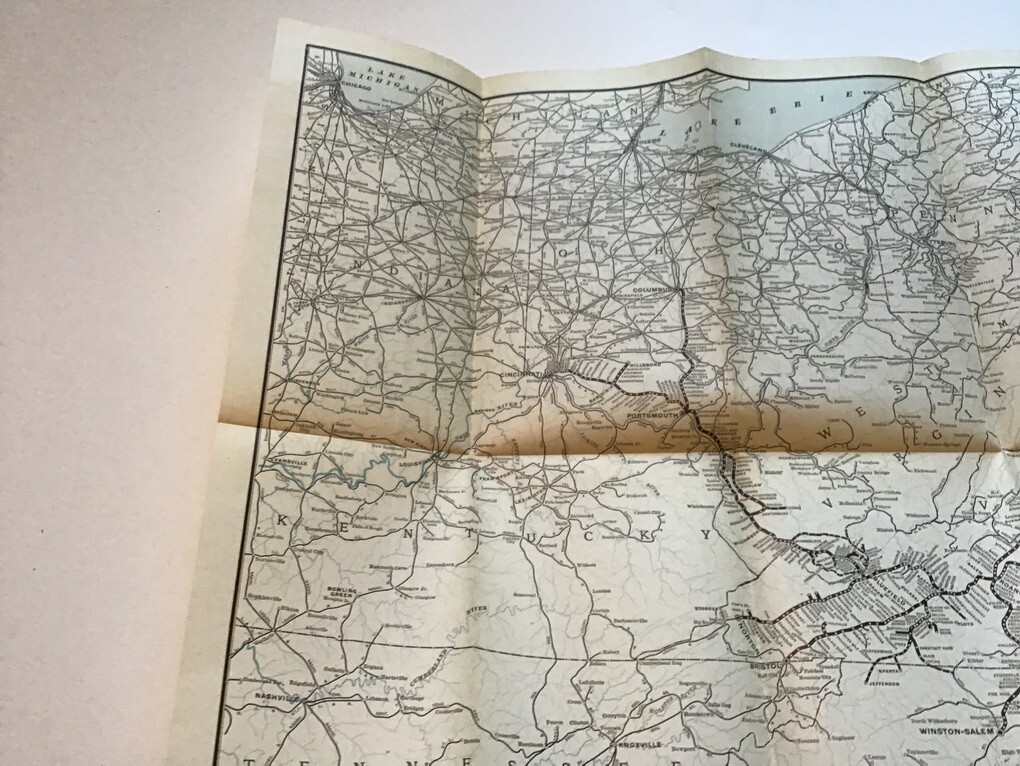vintage railroad map: 18×24″ NORFOLK & WESTERN Railway dec 1905