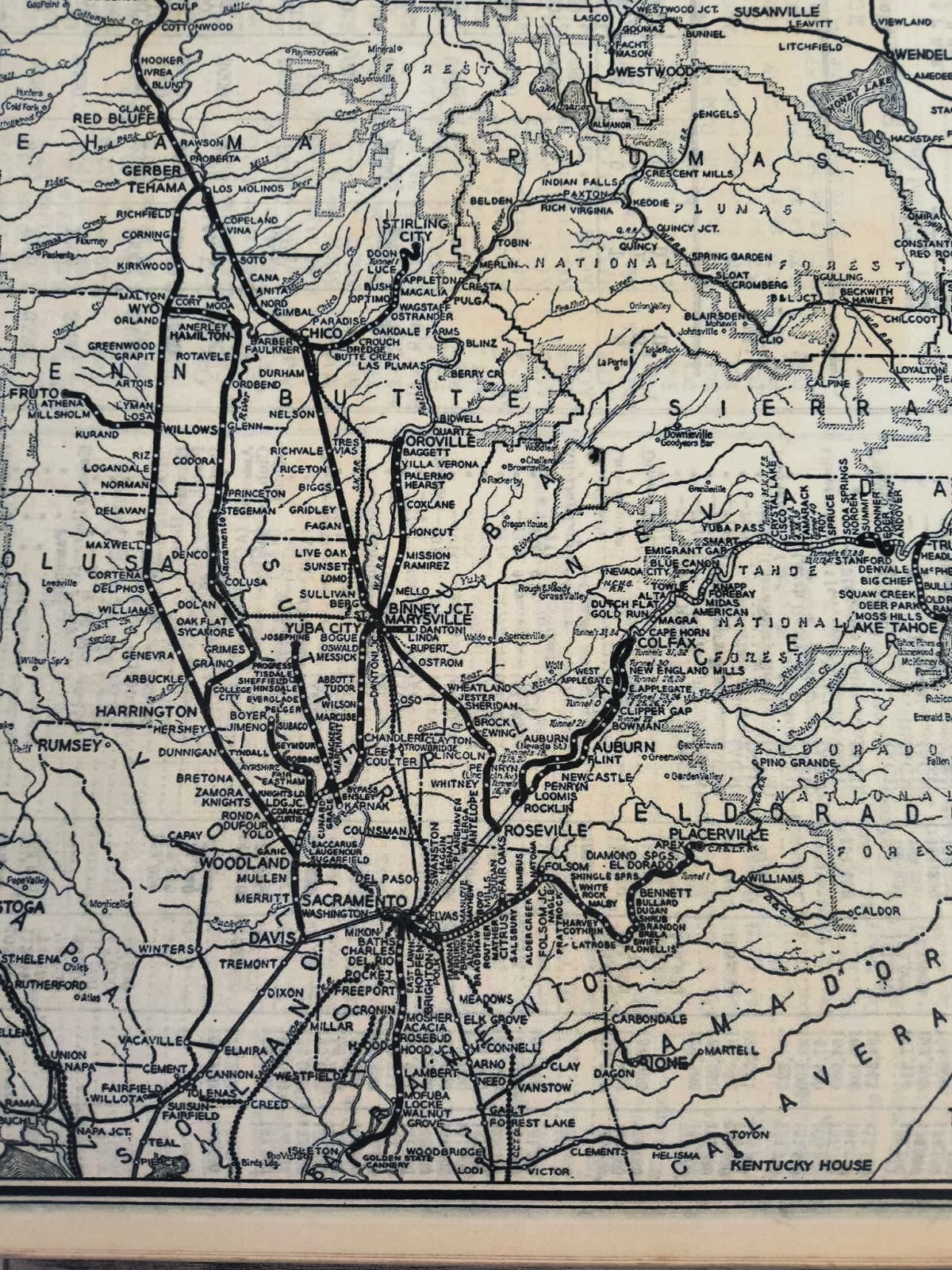 1933 Southern Pacific Railroad Sacramento Division Map Wall Poster Decor