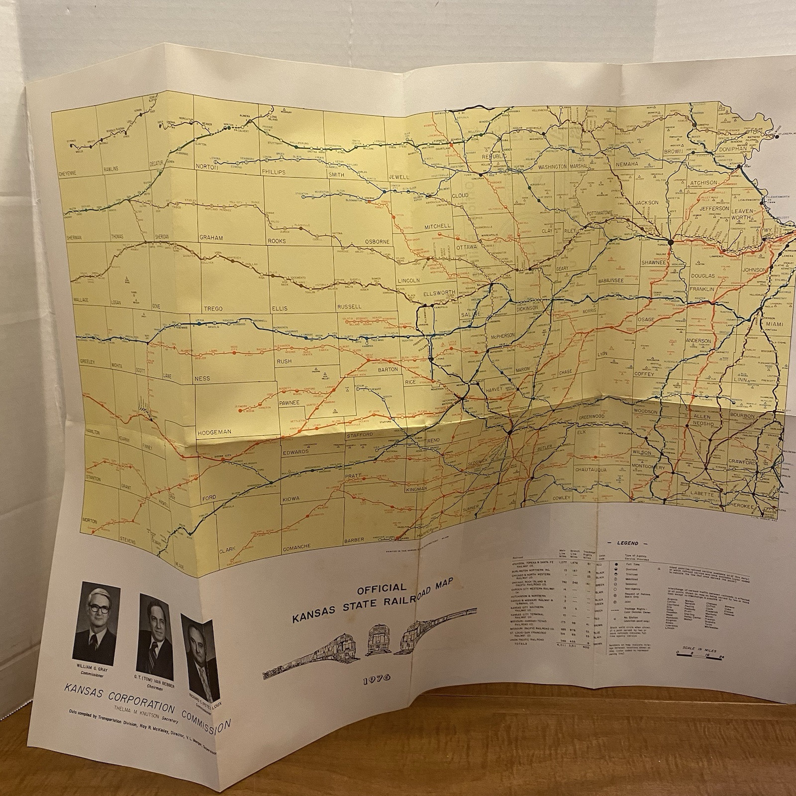 1976 VTG Kansas State Railroad Map