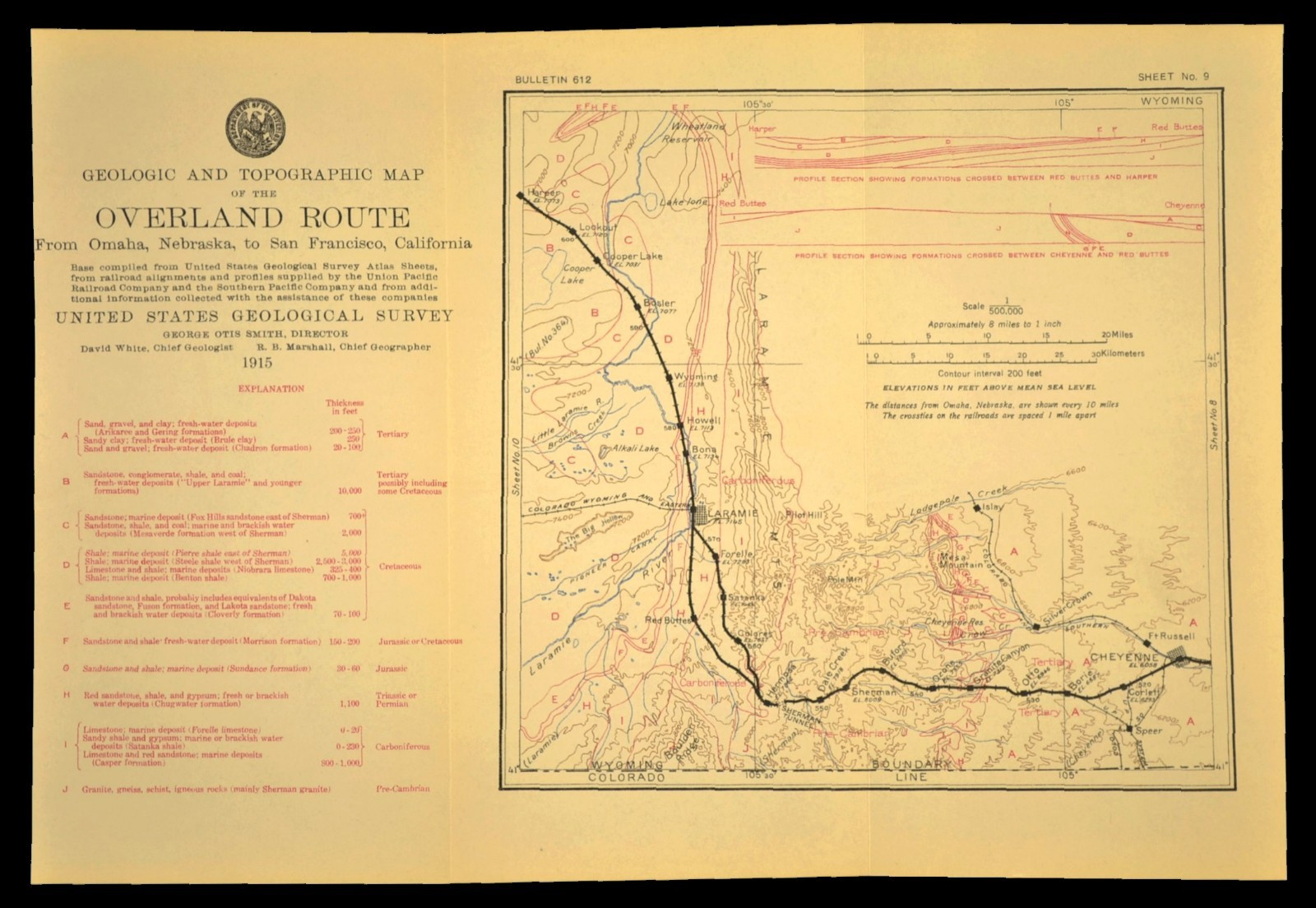 Antique Union Pacific Railroad Map Cheyenne Reservation Laramie Wyoming Pole Mtn