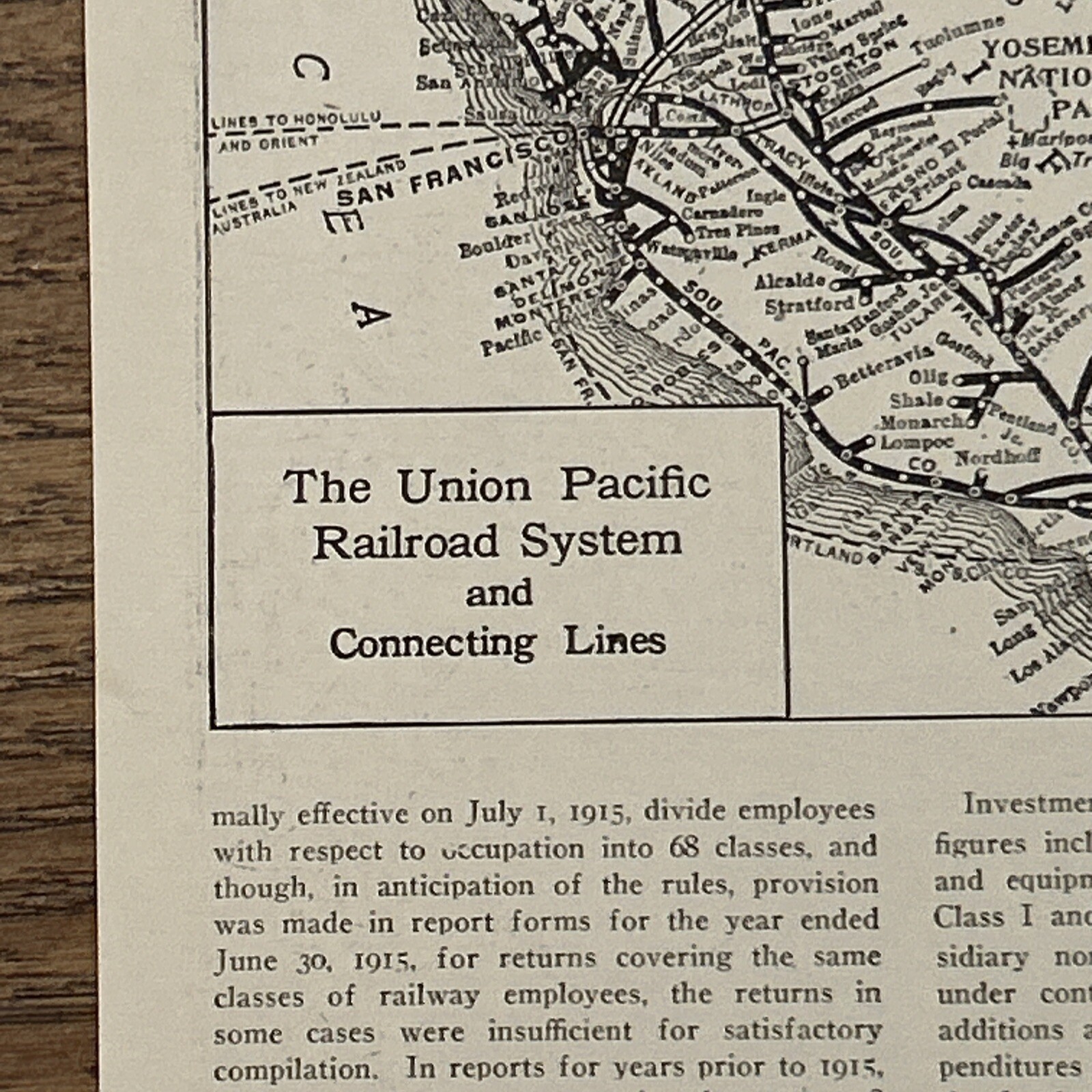 Antique 1917 Map Of The Union Pacific Railway System 15×11 Inches