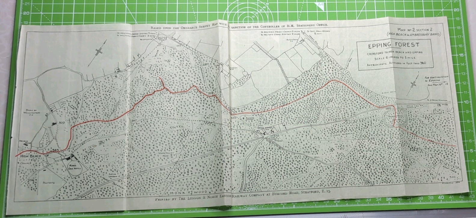 Original Vintage Epping Forest Map LNER Railway Ordnance Survey Ambresbury Banks