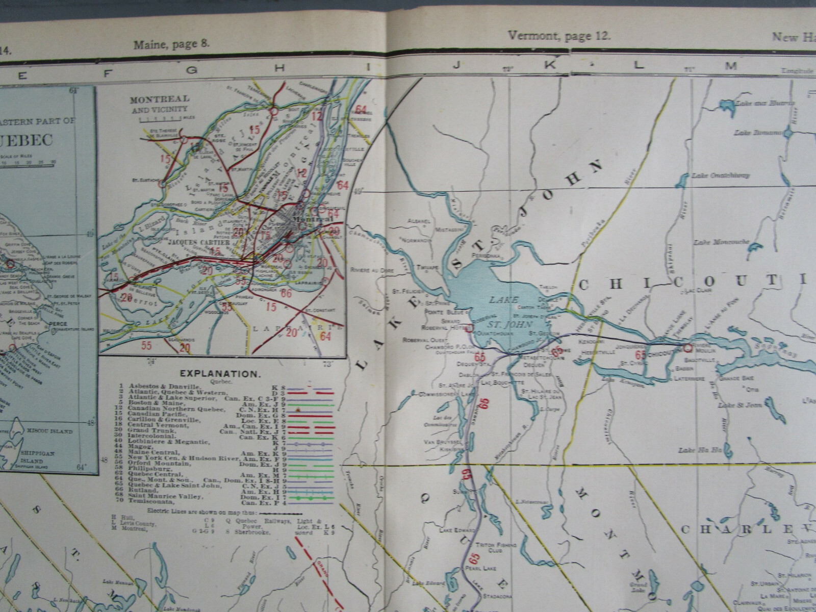 1910 QUEBEC STEAM, INTERURBAN ELECTRIC RAILROAD Map. CANADA 1900s PHILIPSBURG RR