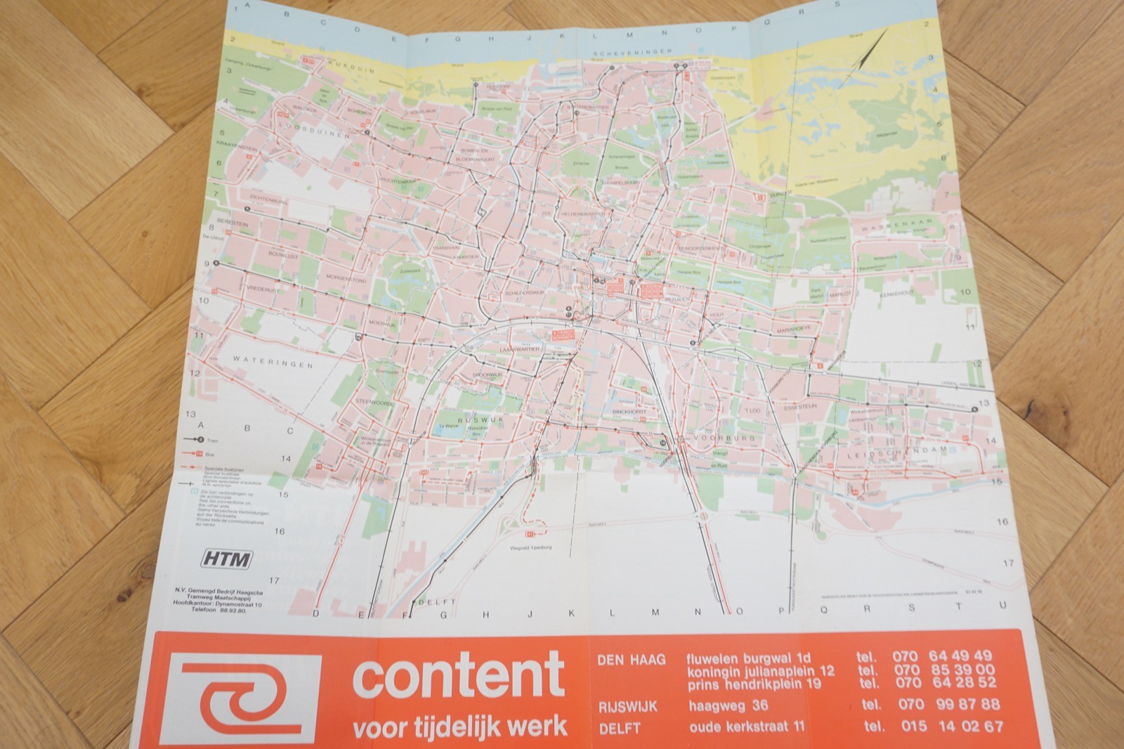 c1970s HTM Netherlands Railway Bus Tram Route Map