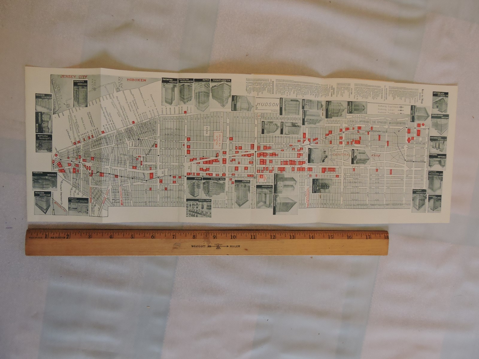 Rare 1912 New York City NYC Subway Map 24″ Hotel Bristol 42-p.