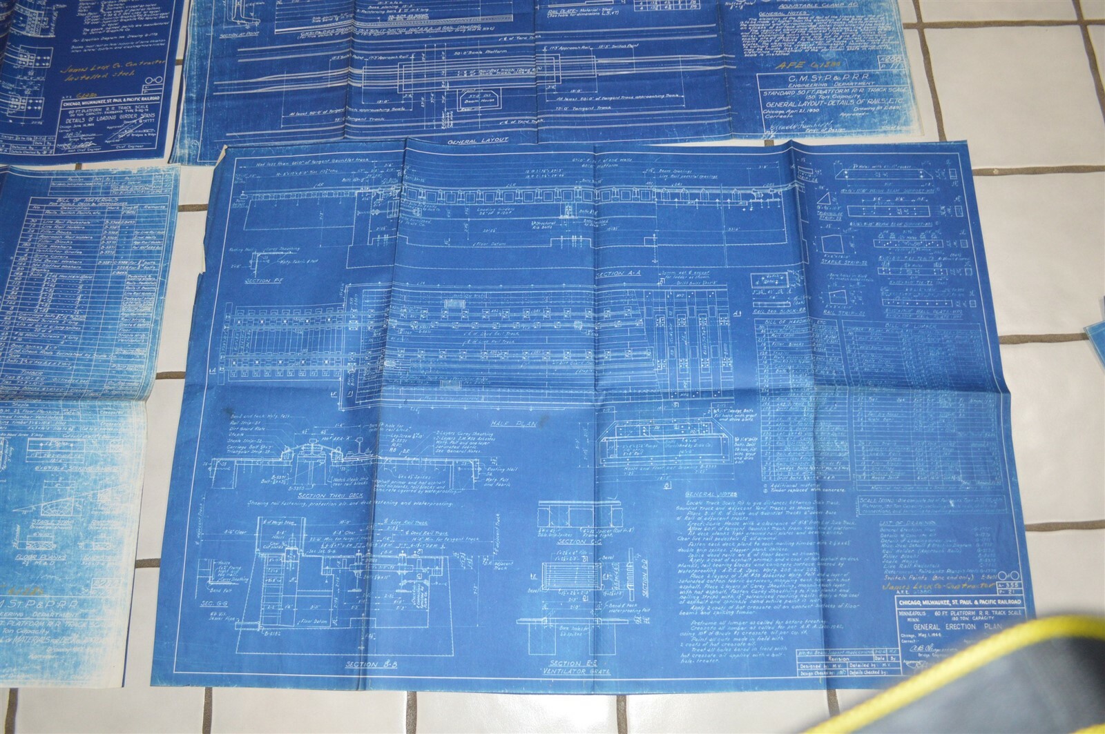 1943-1944 Milwaukee Road Railroad Fairbanks track scale blueprints etc