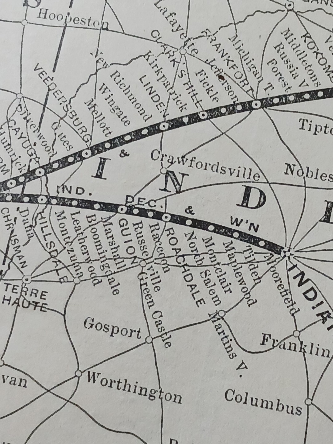 1897 Train Route Map TOLEDO ST LOUIS & KANSAS CITY RAILROAD Clover Leaf Rt OH IL