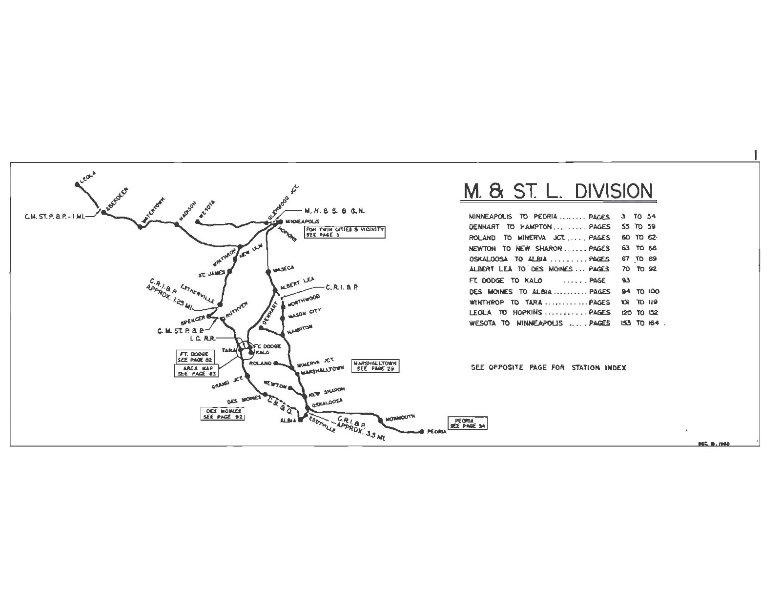 Chicago & Northwestern RR 1959 M & St L Division Track Chart PDF Pages on DVD