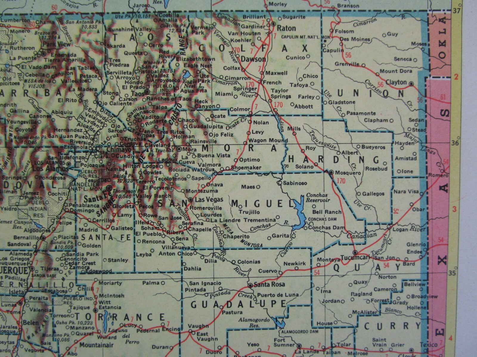 NJ NM Vtg 1952 NEW JERSEY RAILROAD Map. MORRISTOWN & ERIE RR ~or~ NEW MEXICO