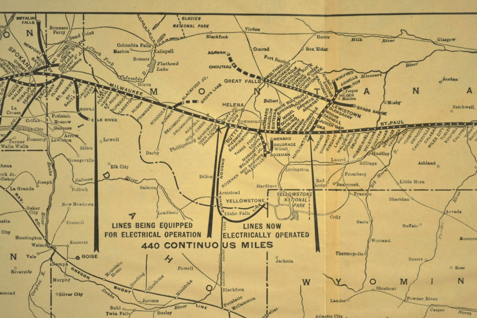 ca1921 CHICAGO MILWAUKEE ST PAUL Railroad Map LARGE Original Antique Vintage