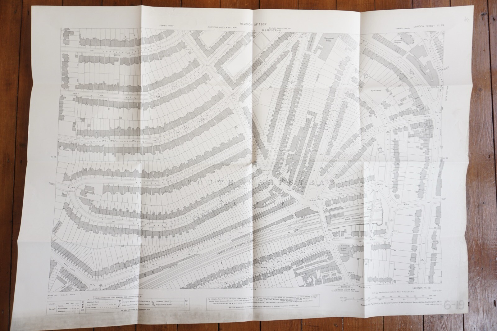 1937 South Hampstead London LMS LNER Railway OS Railway Map
