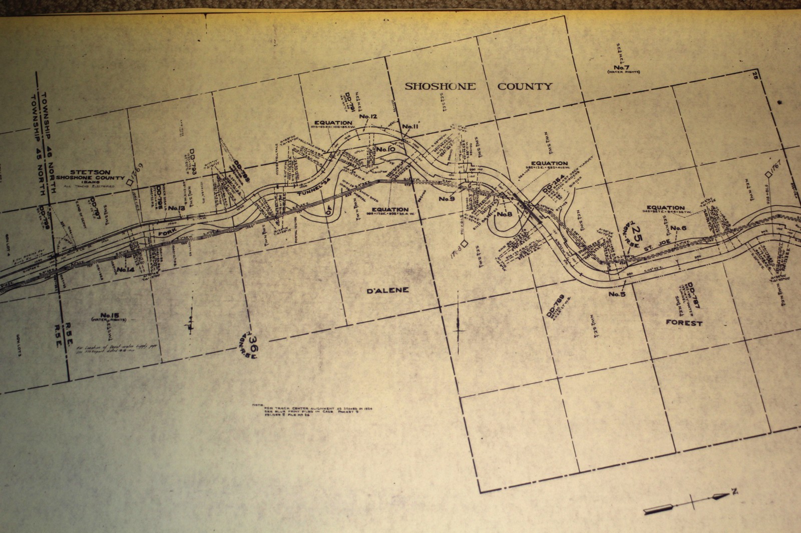 Original Milwaukee Track Map – Missoula Div. – Avery to Roland (Rolled)