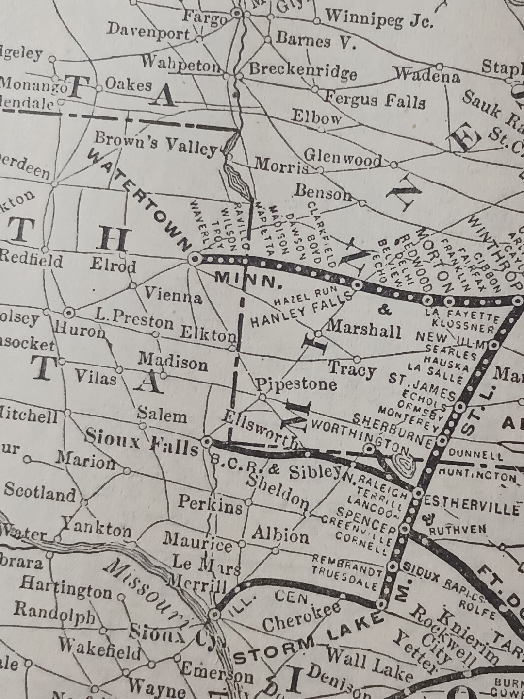 1905 Train Route Map + Report Minneapolis & St Louis Railroad Kalo Angus Iowa