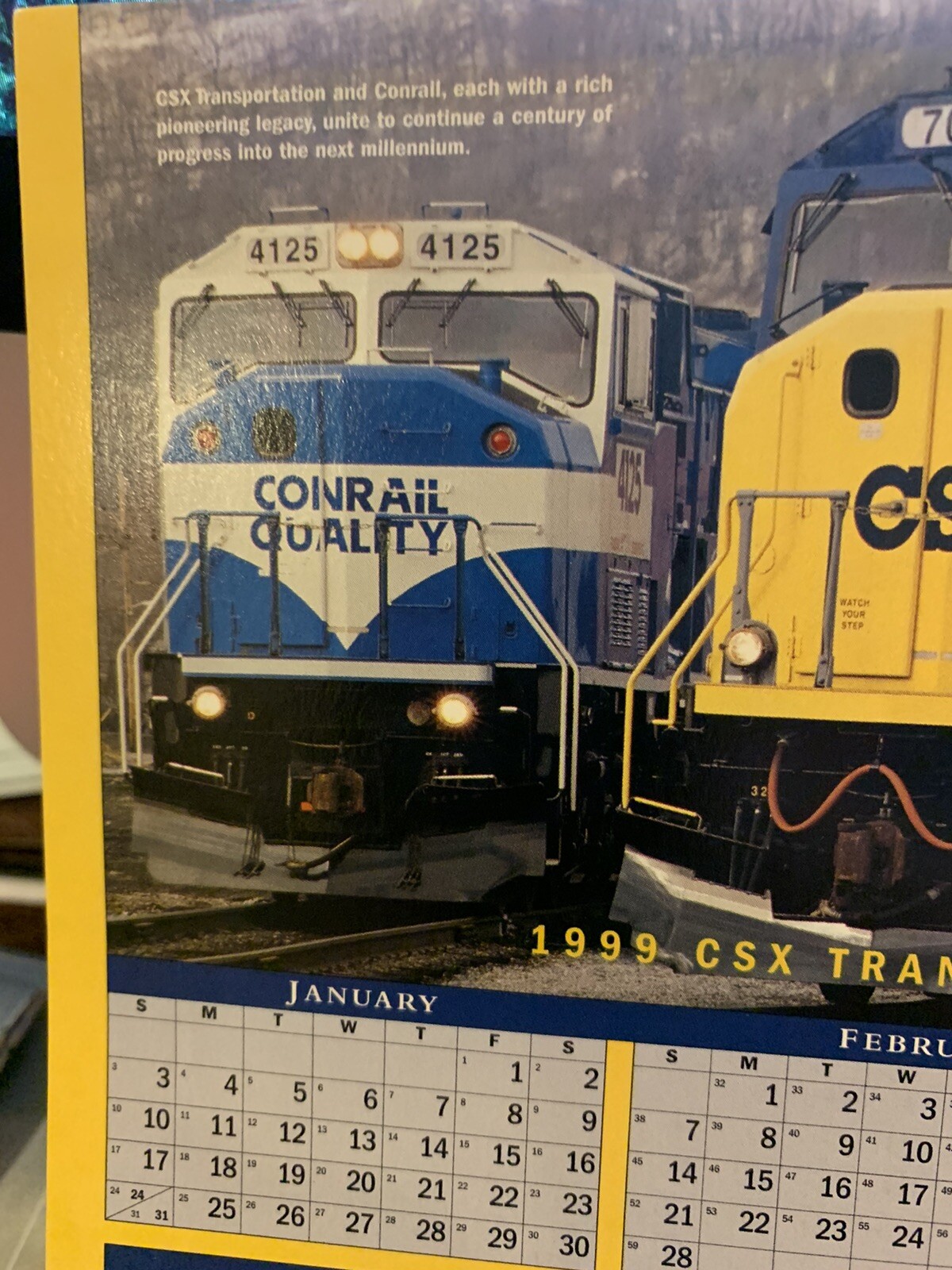 CSX Transportation Railroad Calendar Double Sided 1999 and 2000 – Near Mint/Mint