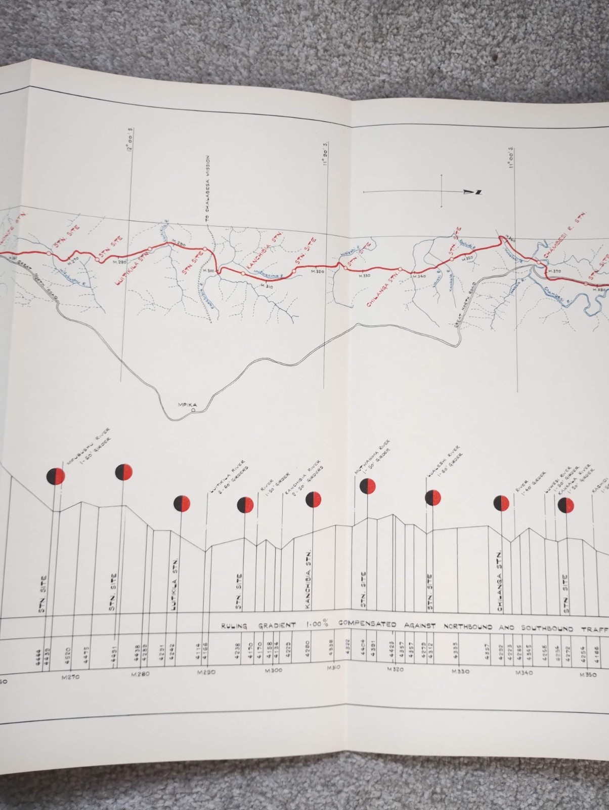 1952 East African Railways Map of Route: Kapiri Mposhi to Kasama Zambia (Part 2)