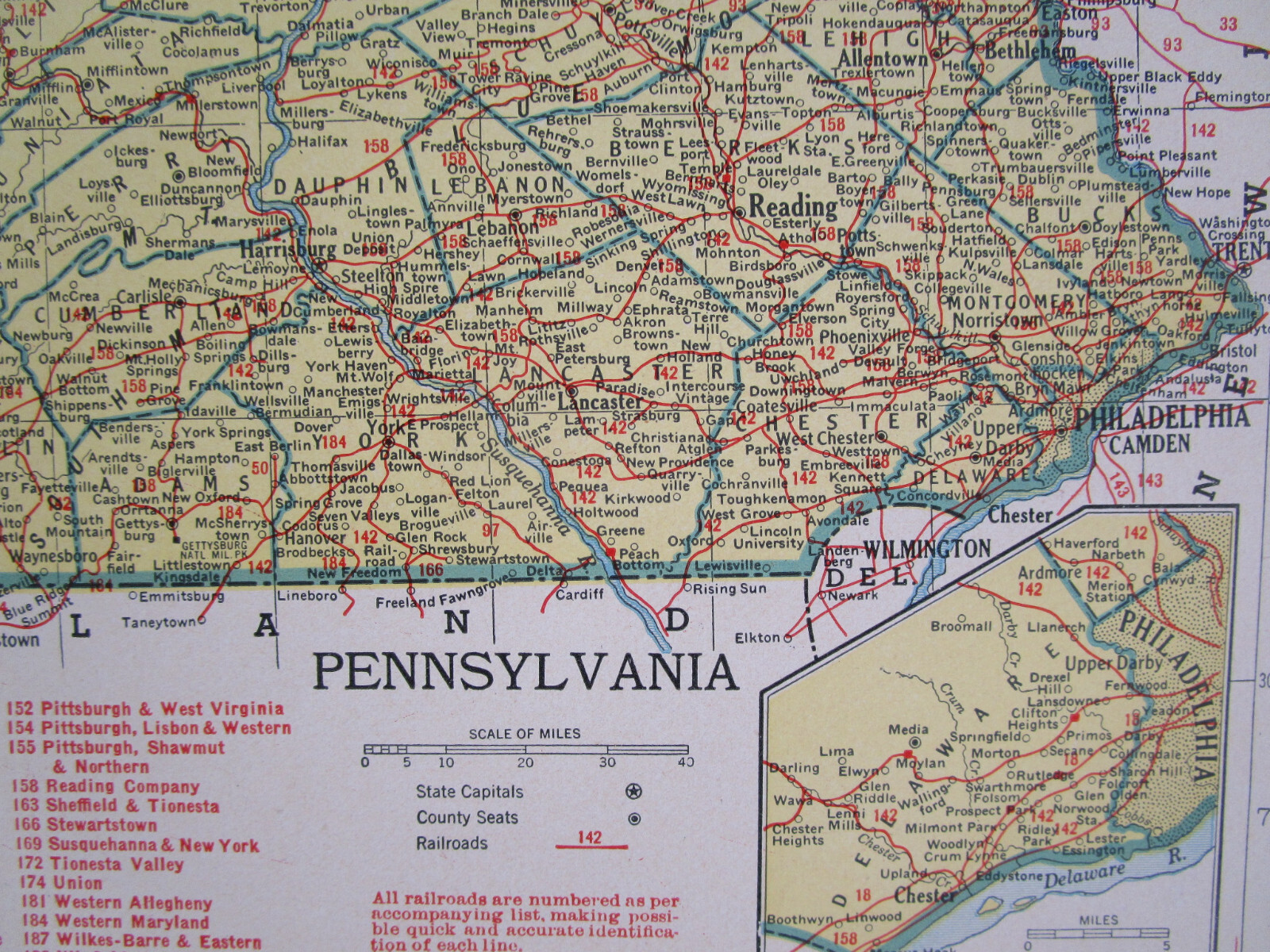 PA SC 1942 PENNSYLVANIA State RAILROAD Map. CORNWALL RR or SOUTH CAROLINA Map