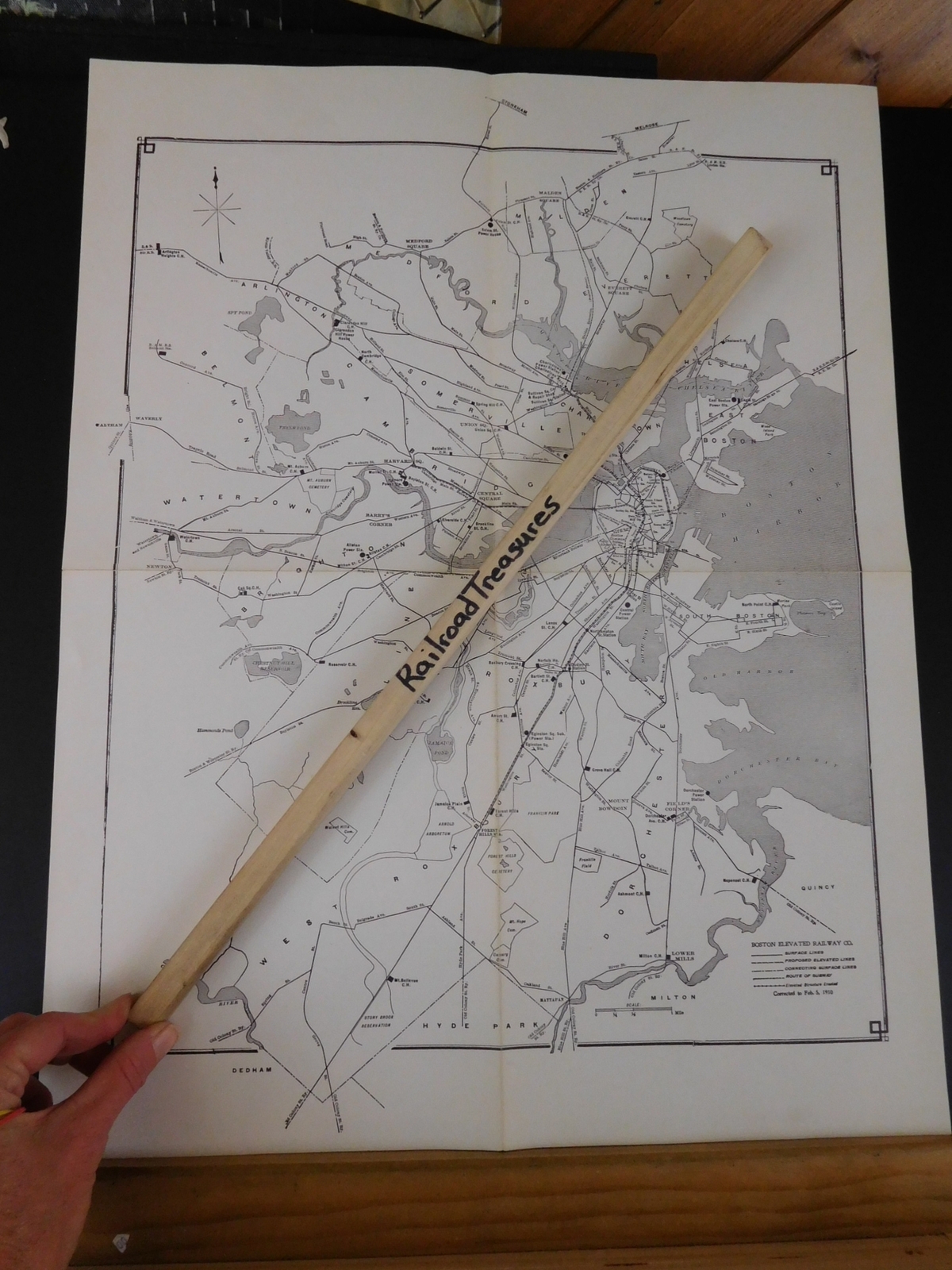 Map Boston Elevated Railway Co. 1910 Approx 20.5 X 16 inches