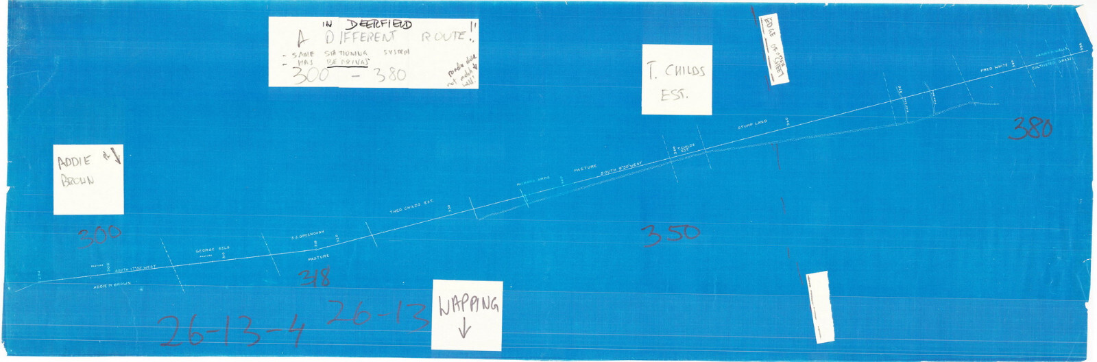 1905 Blueprints Street Railway Pole Line Deerfield, Whately Hadley Mass eb-252