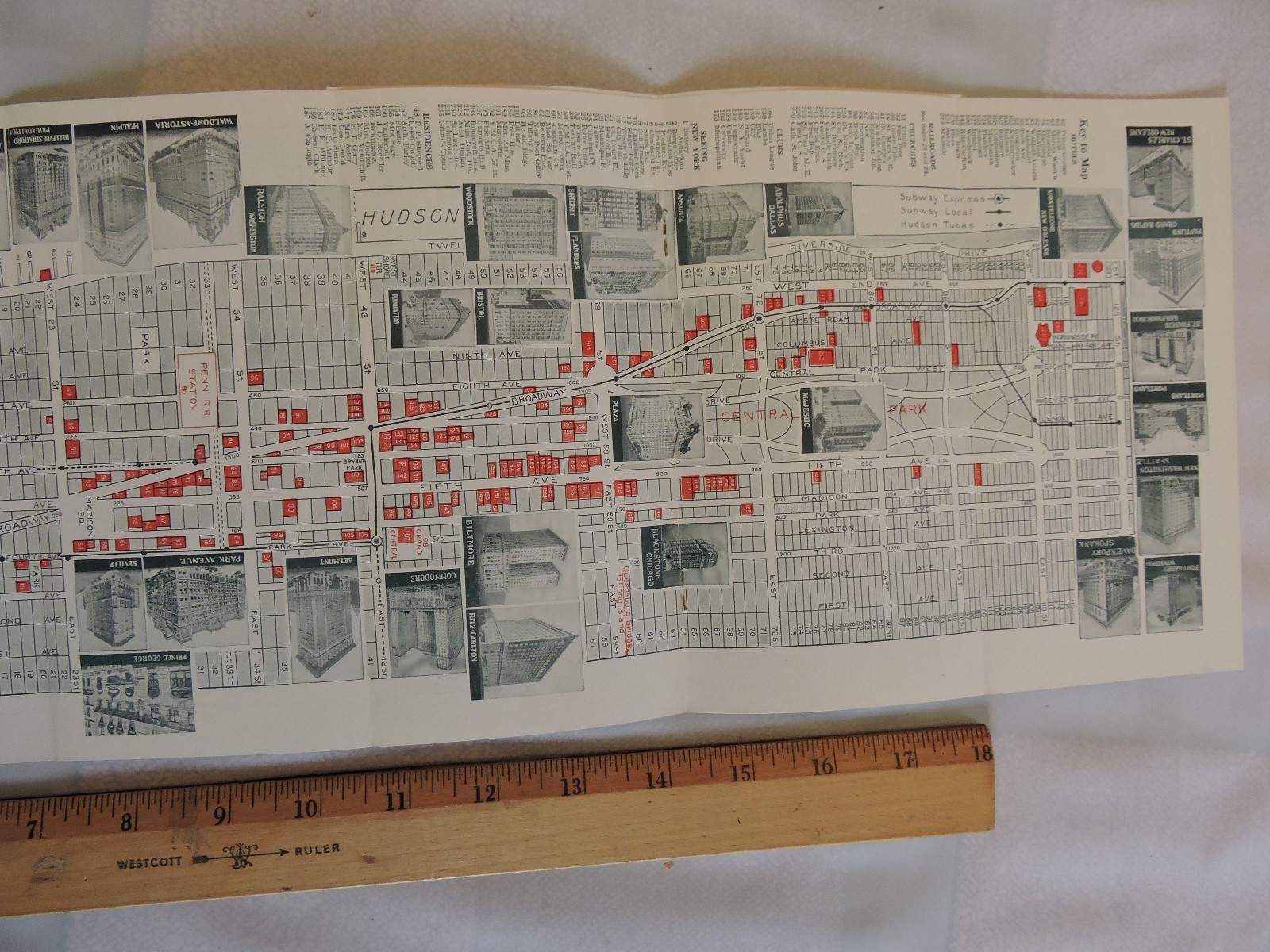 Rare 1912 New York City NYC Subway Map 24″ Hotel Bristol 42-p.