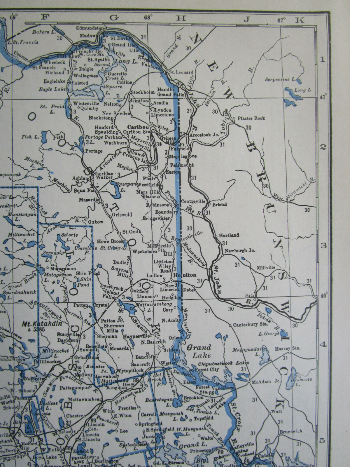 LA ME 1933 LOUISIANA RAILROAD Map GARYVILLE NORTHERN RR ~or~ MAINE. KNOX RR