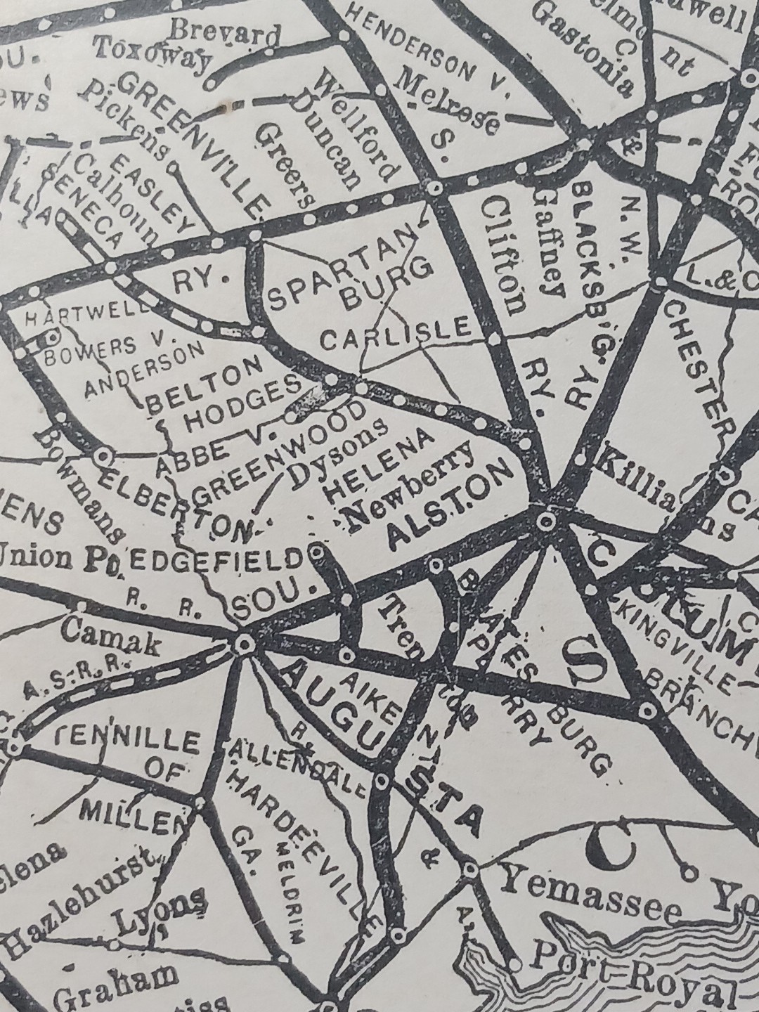 1905 Dated Train Route Map SOUTHERN RAILWAY SYSTEM all Lines & Connections 11×9″