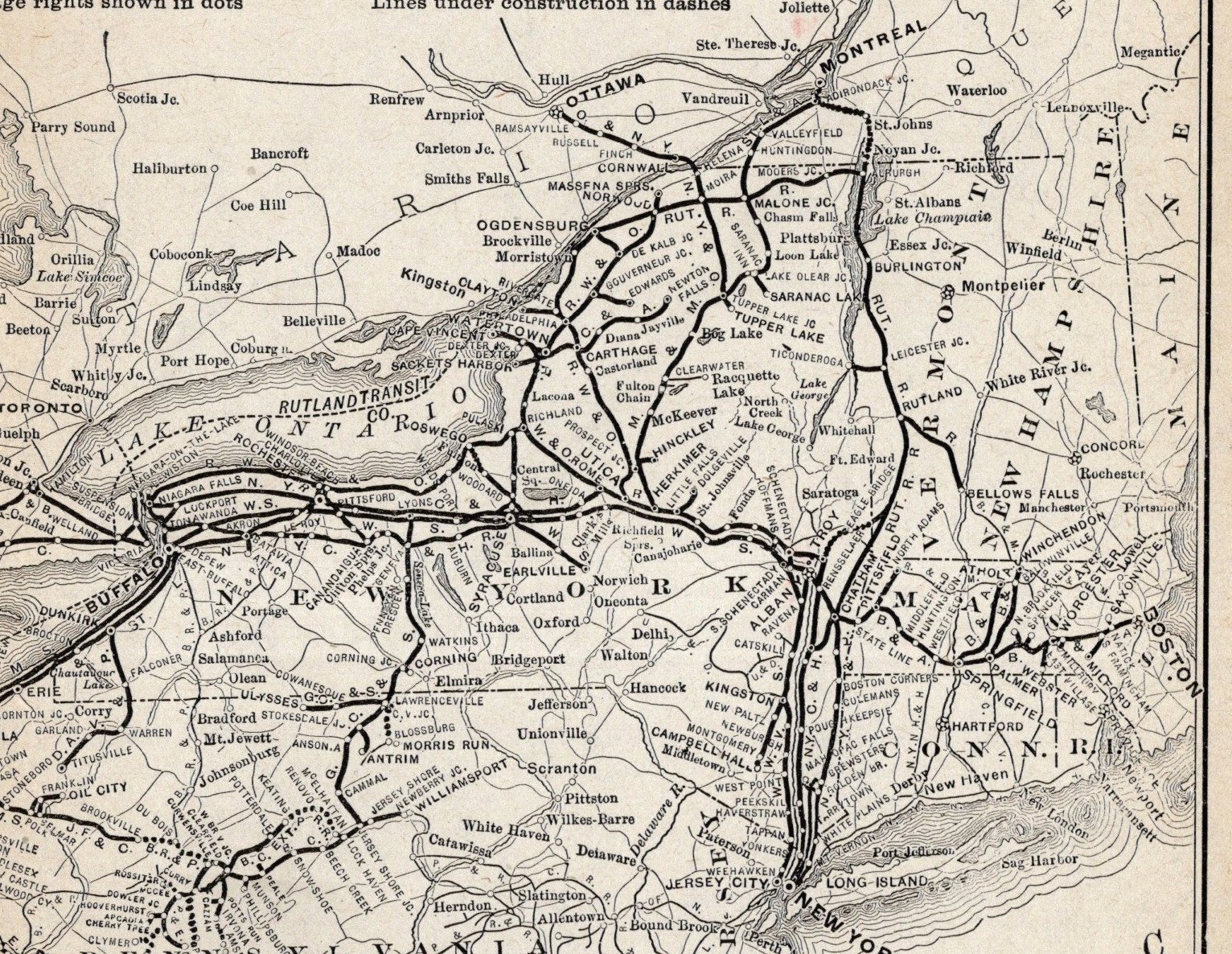 1910 New York Central Lines Railroad Map Antique New York Railway Map 2641
